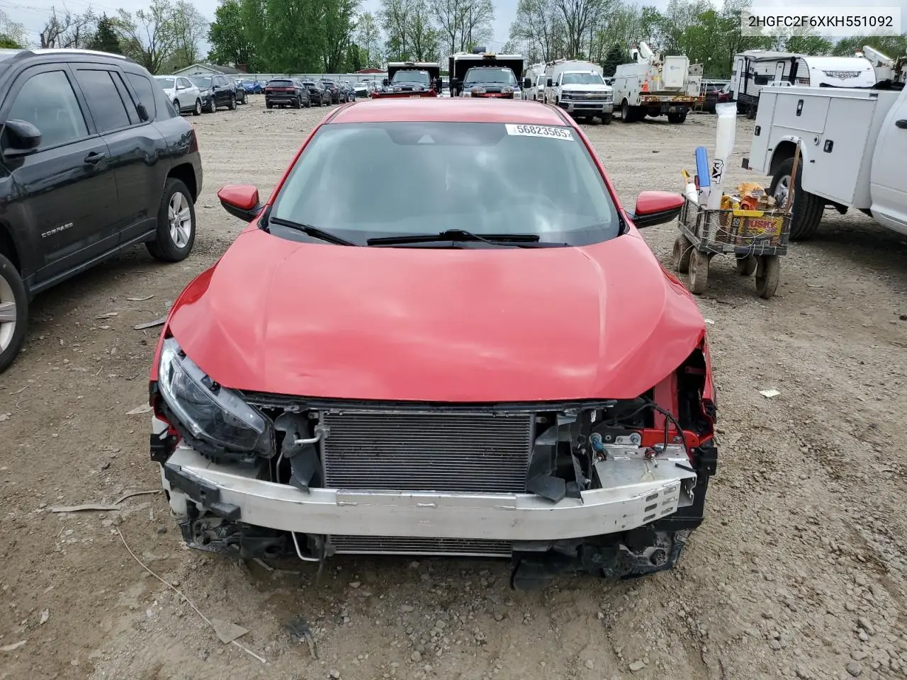 2019 Honda Civic Lx VIN: 2HGFC2F6XKH551092 Lot: 56823565
