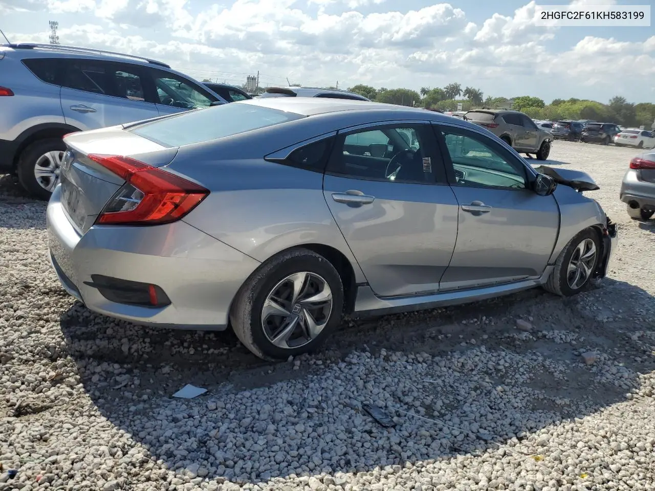 2019 Honda Civic Lx VIN: 2HGFC2F61KH583199 Lot: 56917585