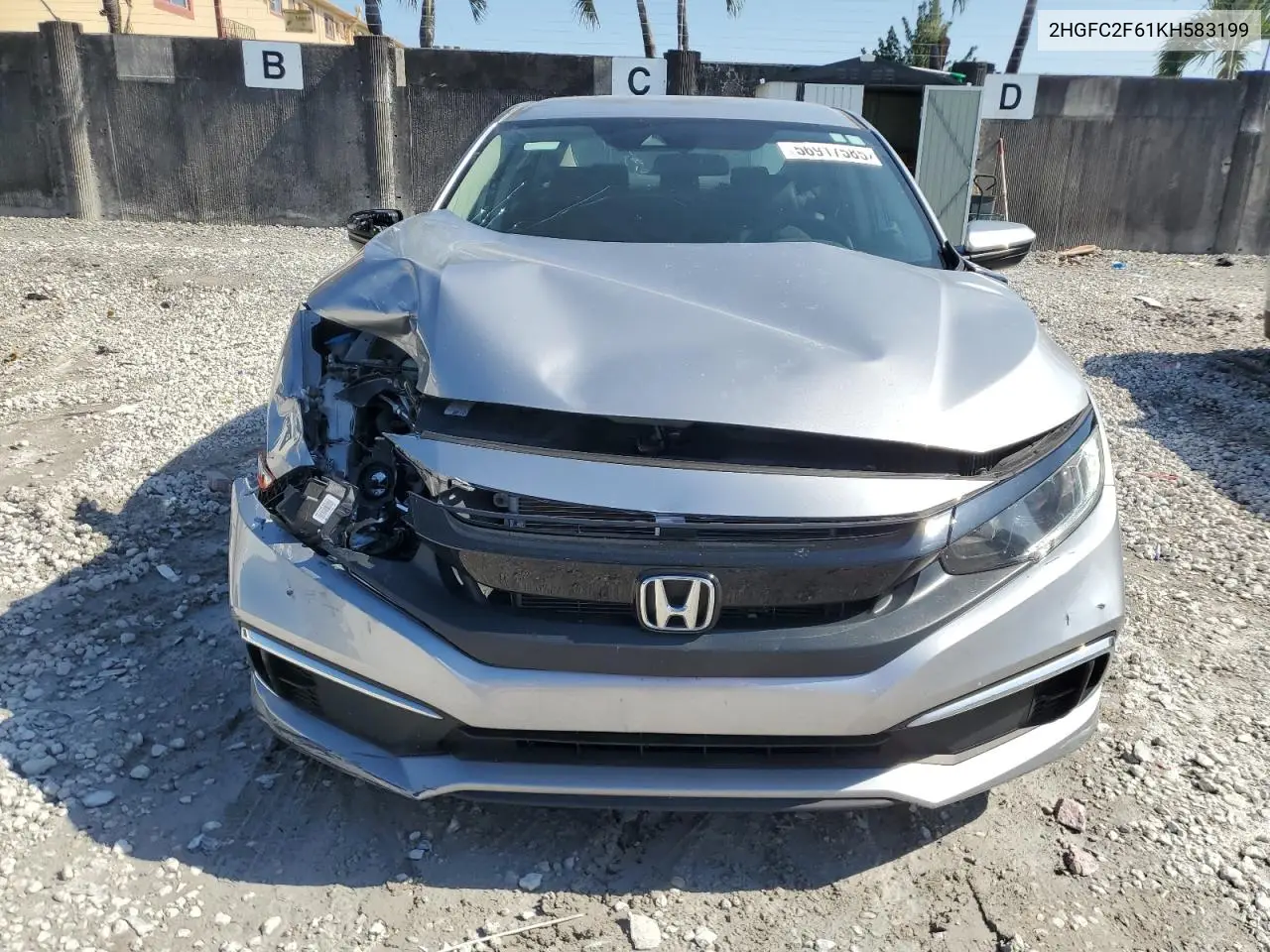 2019 Honda Civic Lx VIN: 2HGFC2F61KH583199 Lot: 56917585