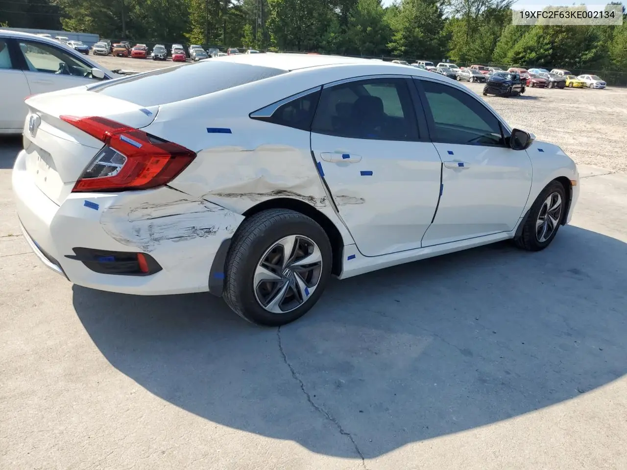 2019 Honda Civic Lx VIN: 19XFC2F63KE002134 Lot: 62021485