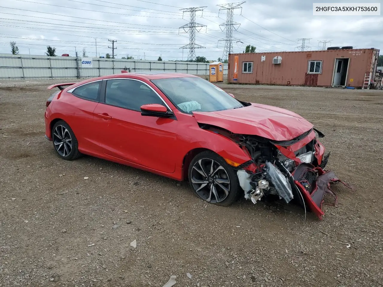 2019 Honda Civic Si VIN: 2HGFC3A5XKH753600 Lot: 62839575