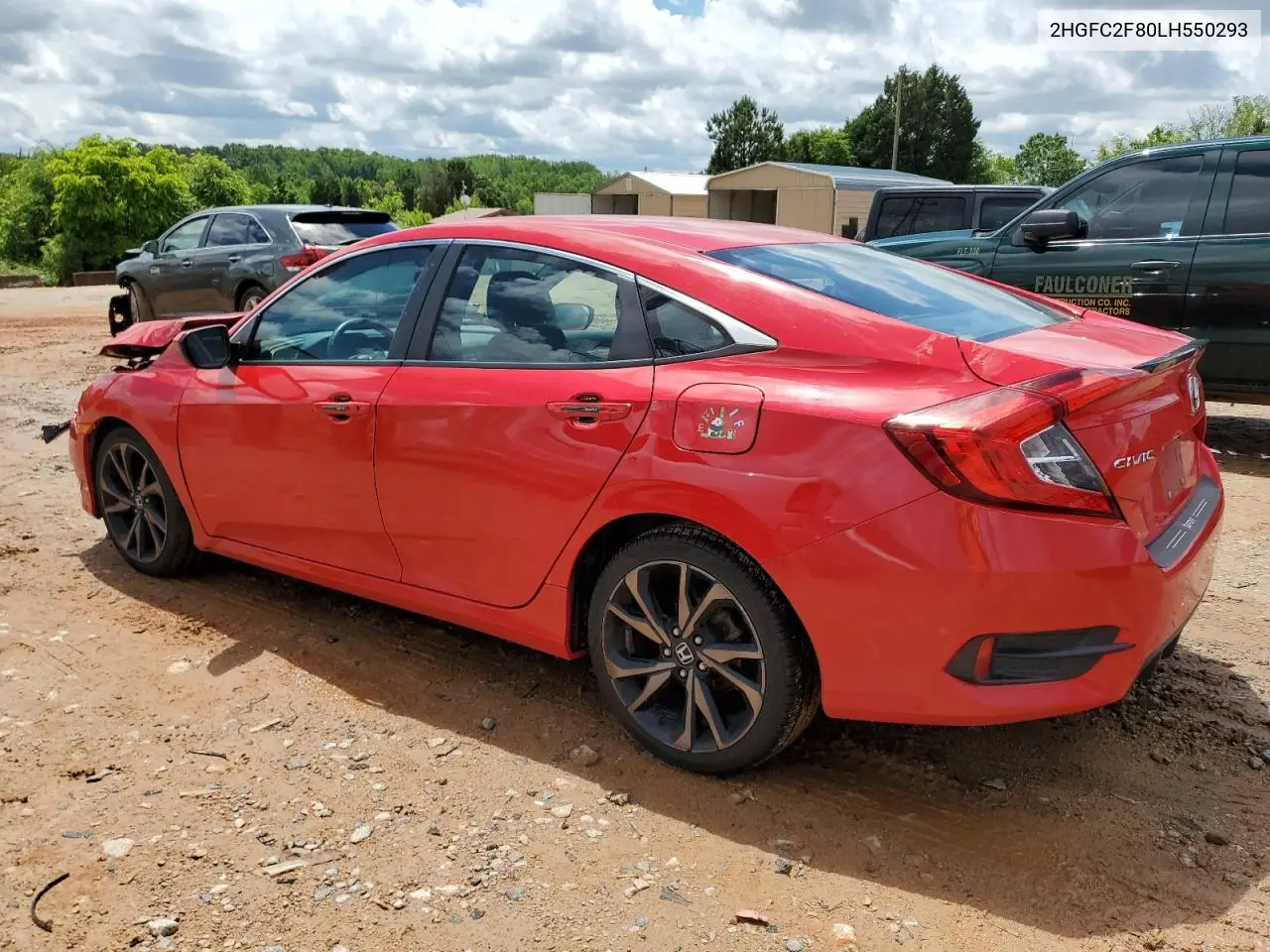 2020 Honda Civic Sport VIN: 2HGFC2F80LH550293 Lot: 56583085