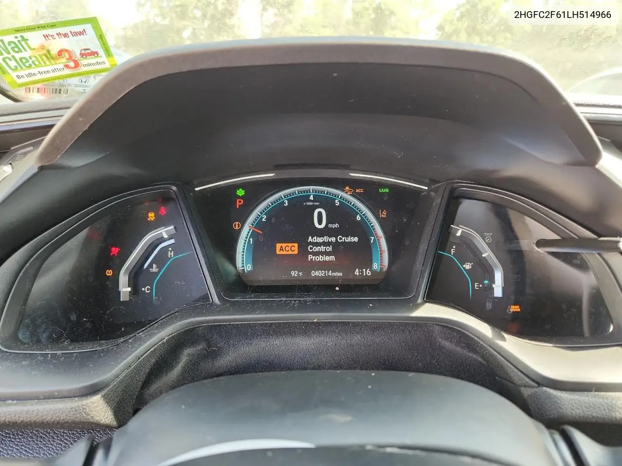 2020 Honda Civic Lx VIN: 2HGFC2F61LH514966 Lot: 65466475