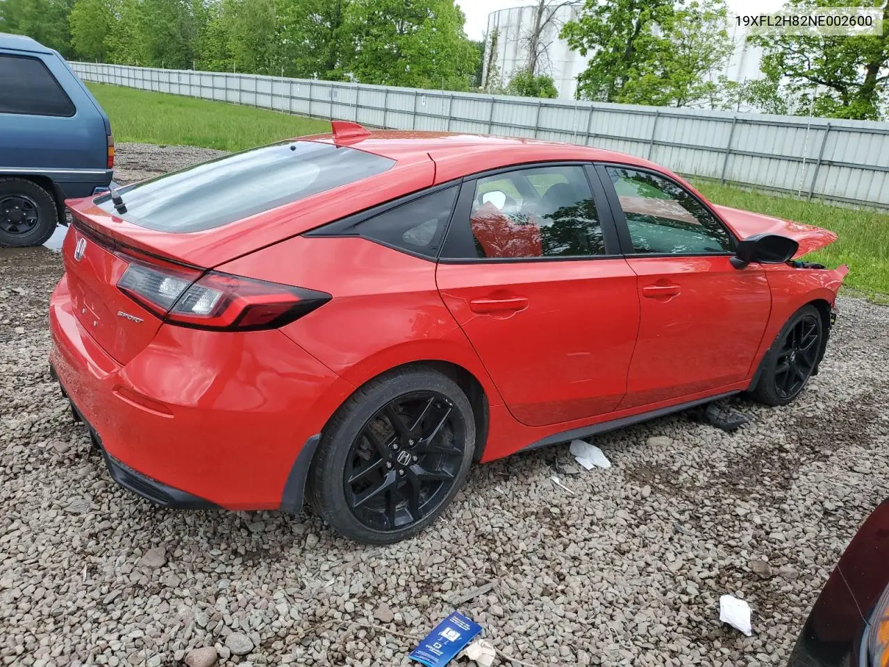 2022 Honda Civic Sport VIN: 19XFL2H82NE002600 Lot: 58538205