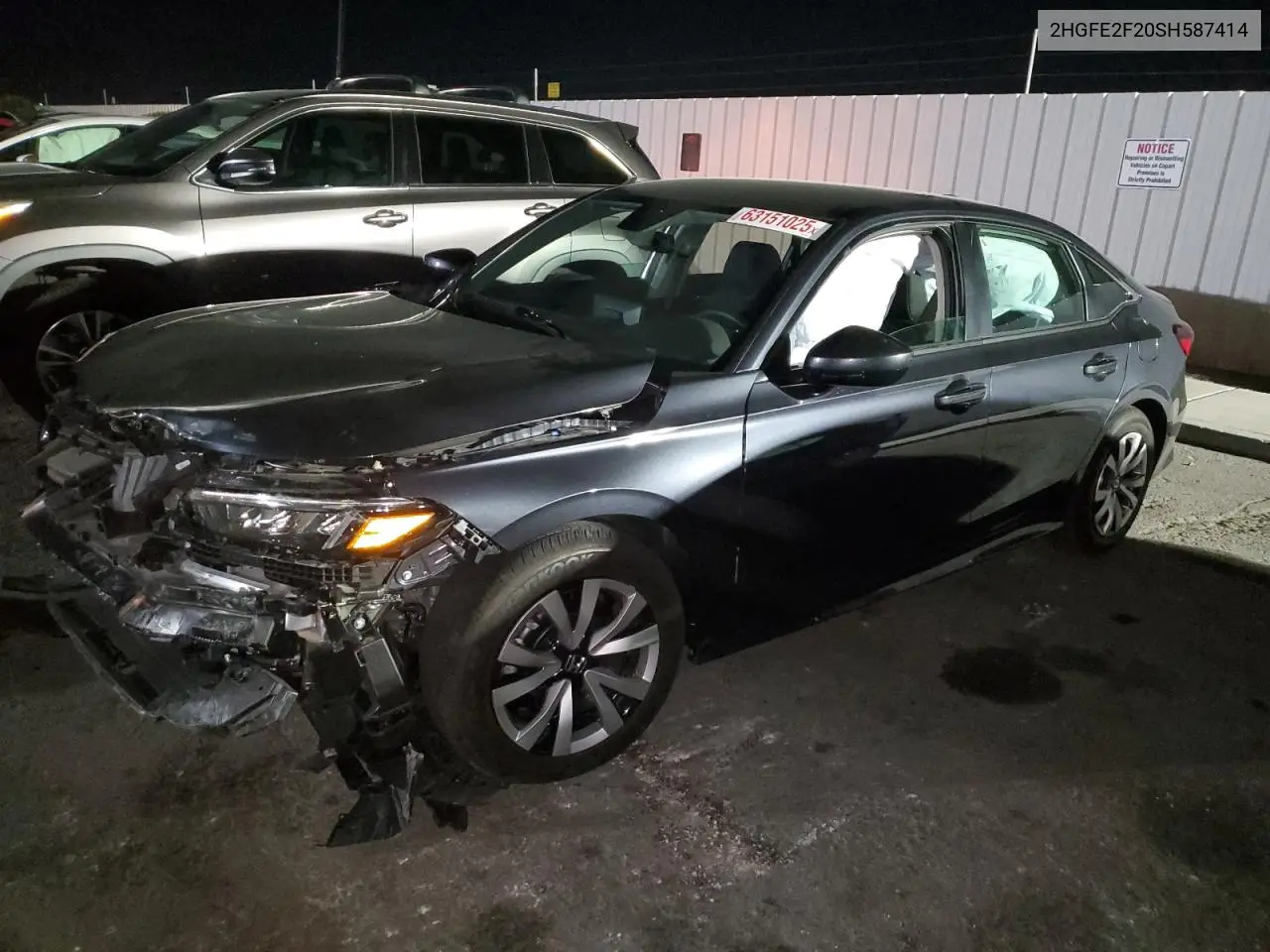 2025 Honda Civic Lx VIN: 2HGFE2F20SH587414 Lot: 63151025