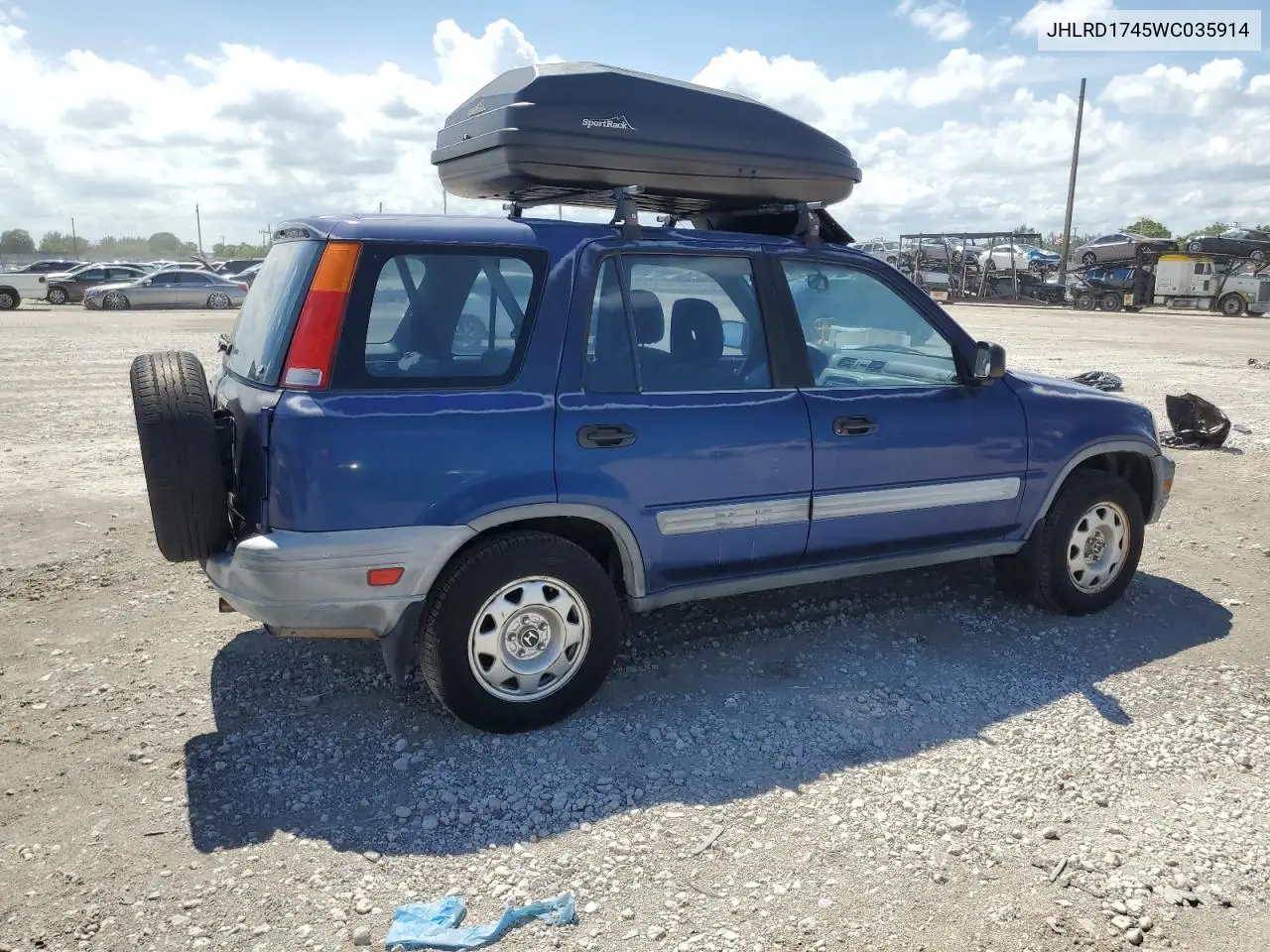 1998 Honda Cr-V Lx VIN: JHLRD1745WC035914 Lot: 61657985