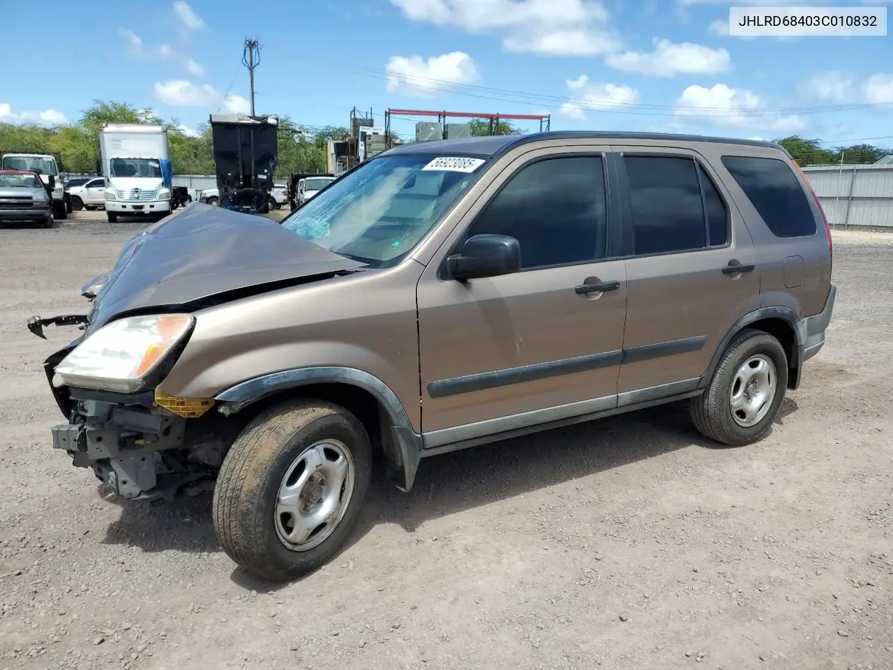 2003 Honda Cr-V Lx VIN: JHLRD68403C010832 Lot: 56923085