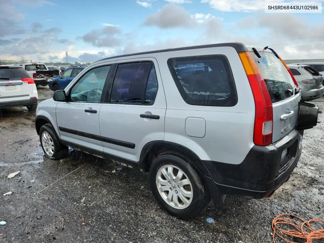 2003 Honda Cr-V Lx VIN: SHSRD68443U102986 Lot: 61979445