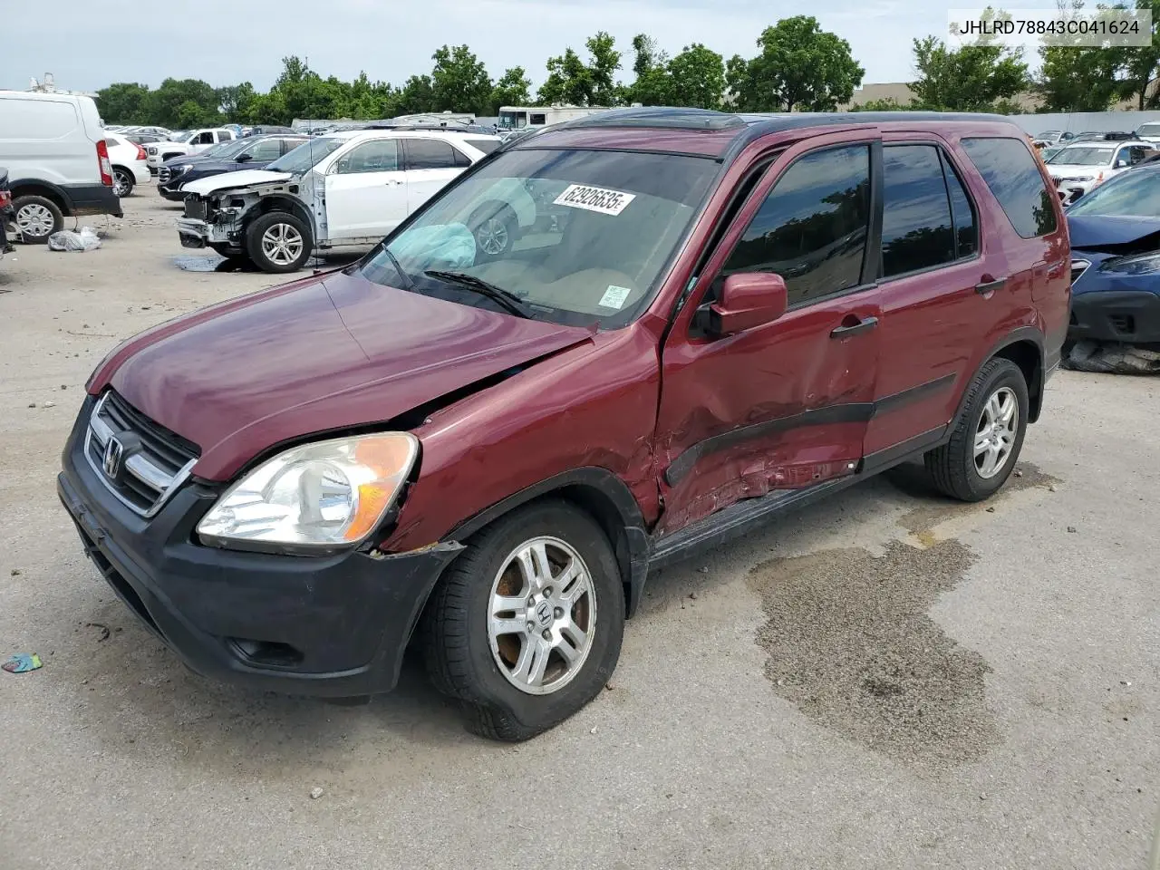 2003 Honda Cr-V Ex VIN: JHLRD78843C041624 Lot: 62926635
