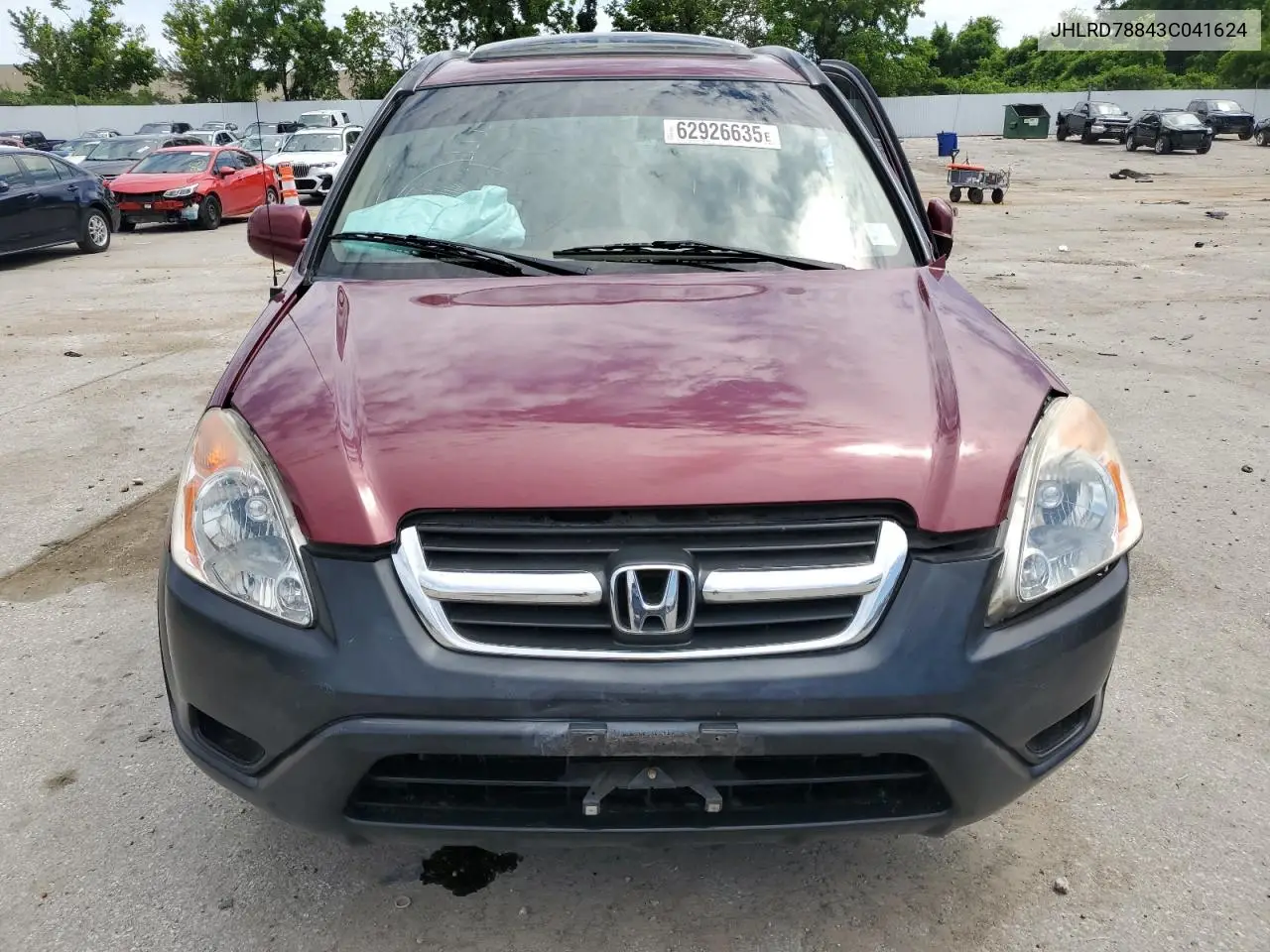 2003 Honda Cr-V Ex VIN: JHLRD78843C041624 Lot: 62926635