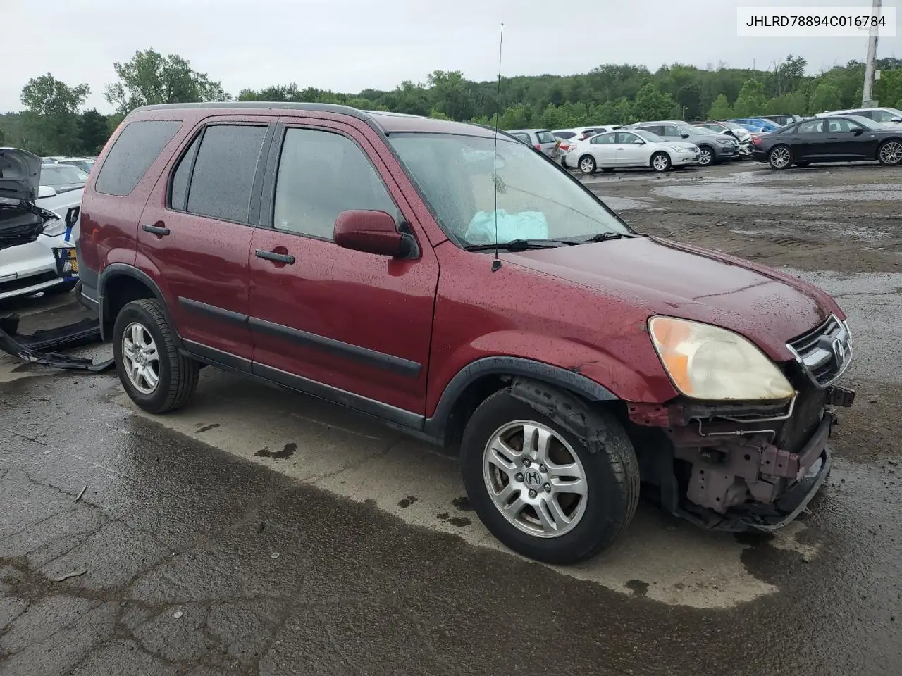 2004 Honda Cr-V Ex VIN: JHLRD78894C016784 Lot: 62417385