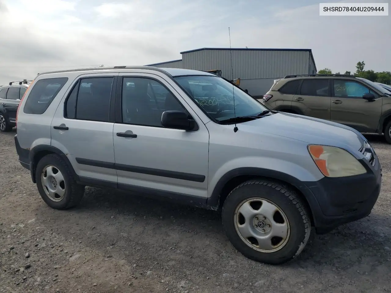 2004 Honda Cr-V Lx VIN: SHSRD78404U209444 Lot: 62540035