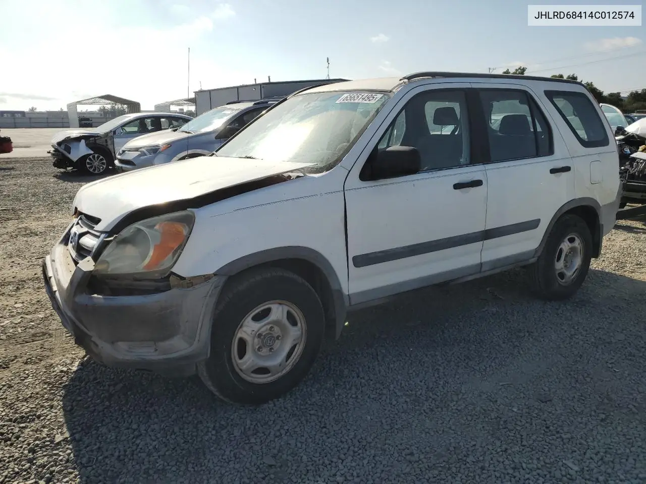 2004 Honda Cr-V Lx VIN: JHLRD68414C012574 Lot: 65651495