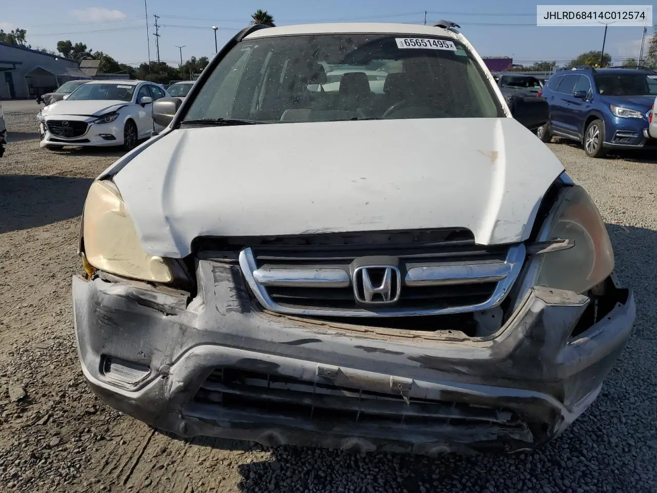 2004 Honda Cr-V Lx VIN: JHLRD68414C012574 Lot: 65651495
