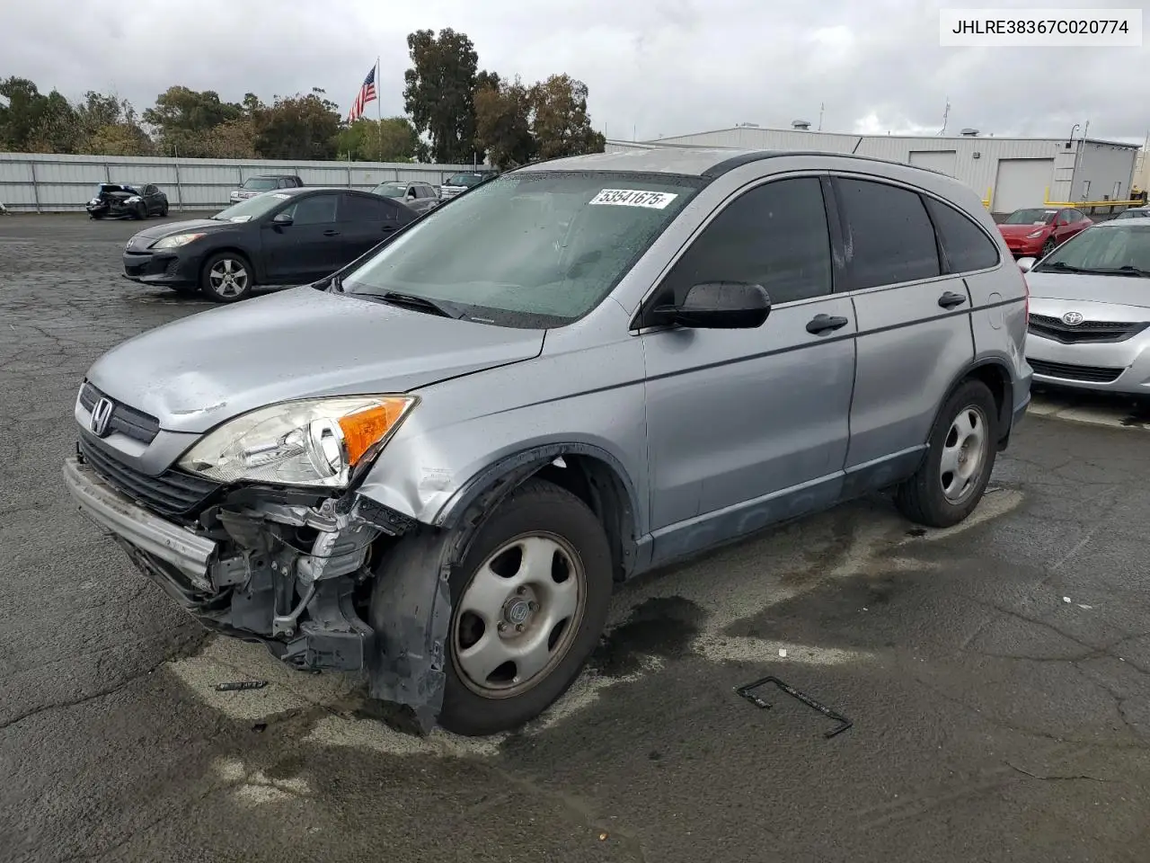 2007 Honda Cr-V Lx VIN: JHLRE38367C020774 Lot: 53541675