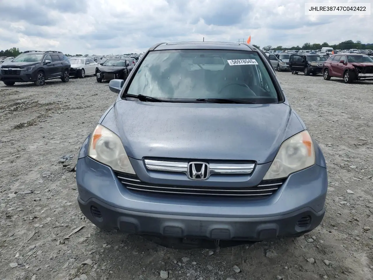 2007 Honda Cr-V Exl VIN: JHLRE38747C042422 Lot: 56978545