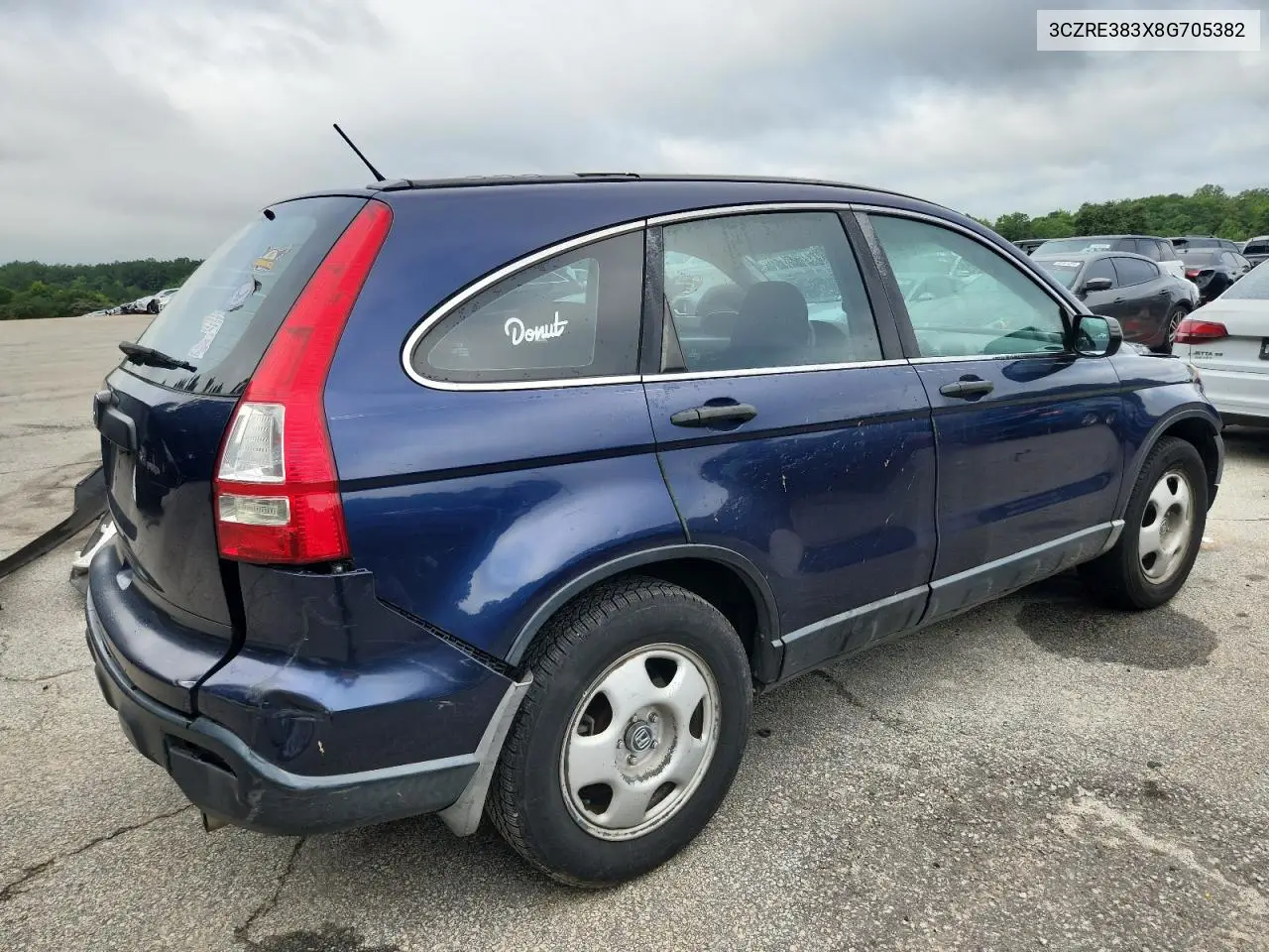 2008 Honda Cr-V Lx VIN: 3CZRE383X8G705382 Lot: 61534865