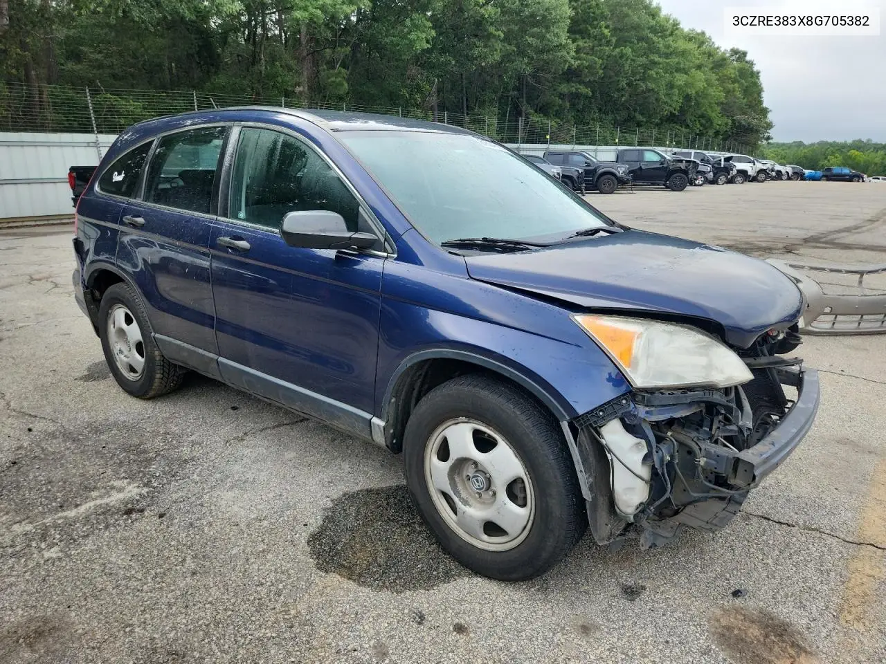 2008 Honda Cr-V Lx VIN: 3CZRE383X8G705382 Lot: 61534865