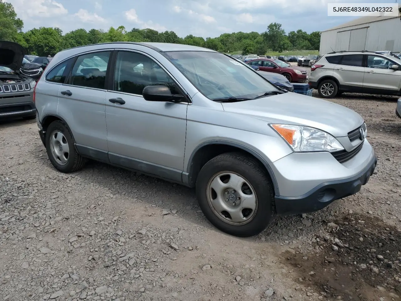 2009 Honda Cr-V Lx VIN: 5J6RE48349L042322 Lot: 62542165