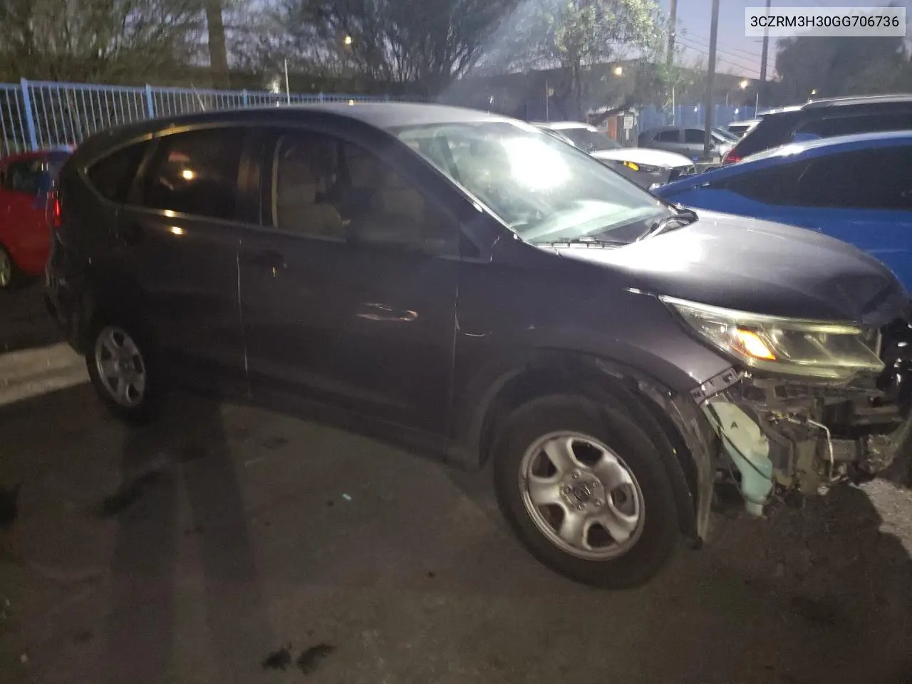 2016 Honda Cr-V Lx VIN: 3CZRM3H30GG706736 Lot: 63150305