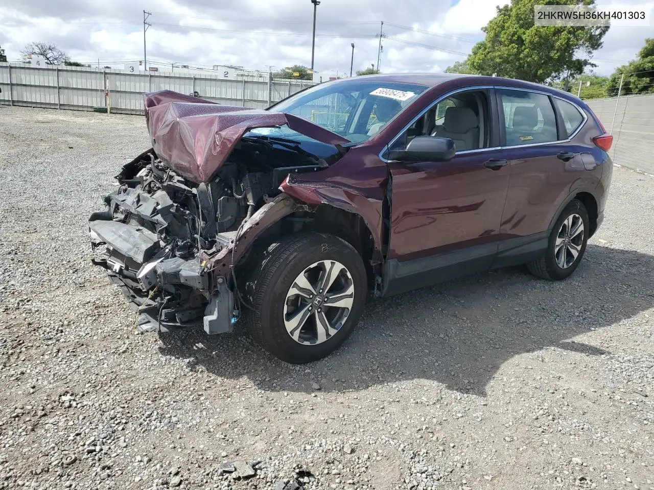 2019 Honda Cr-V Lx VIN: 2HKRW5H36KH401303 Lot: 56906475
