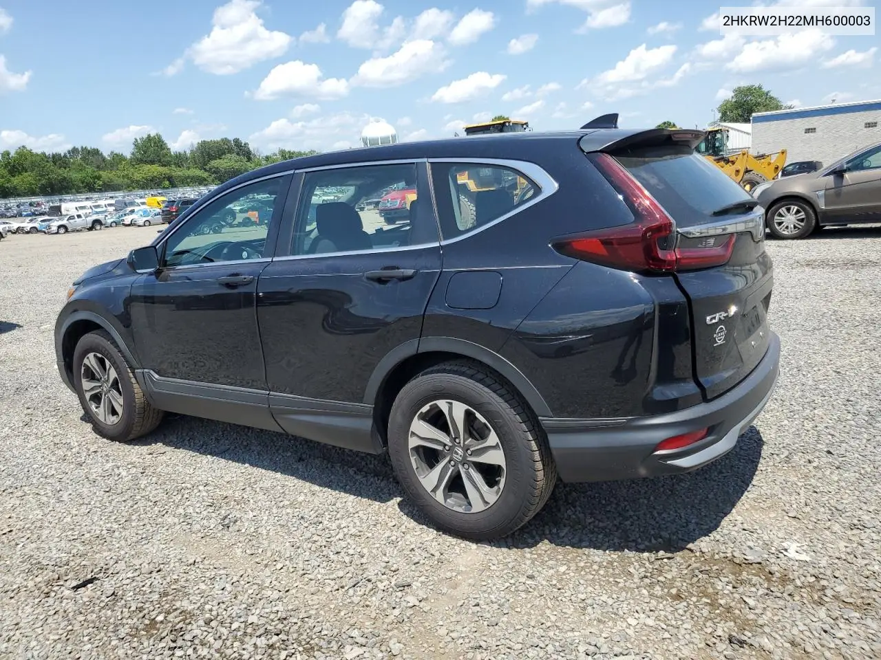 2021 Honda Cr-V Lx VIN: 2HKRW2H22MH600003 Lot: 62426265