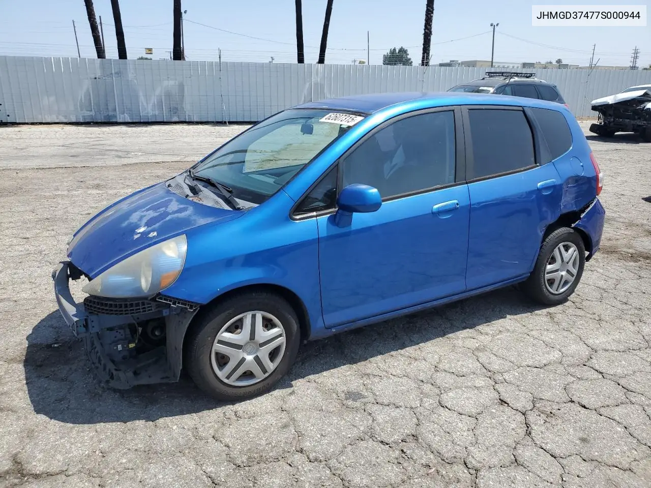 2007 Honda Fit VIN: JHMGD37477S000944 Lot: 62607315