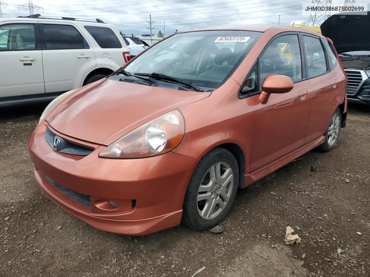 2007 Honda Fit S VIN: JHMGD38687S002699 Lot: 62653725