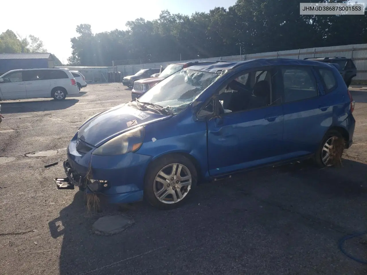 2007 Honda Fit S VIN: JHMGD38687S001553 Lot: 62716555
