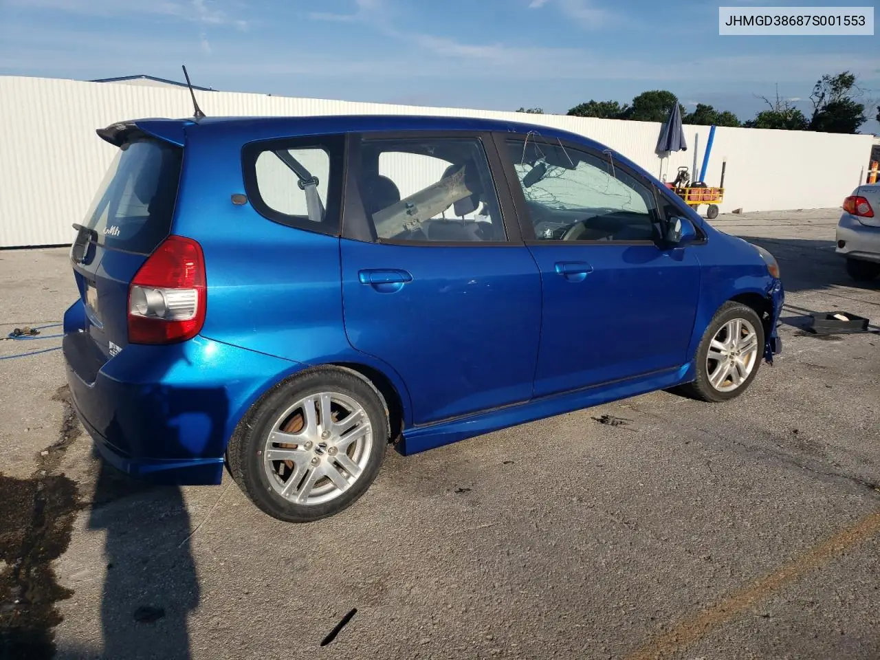 2007 Honda Fit S VIN: JHMGD38687S001553 Lot: 62716555