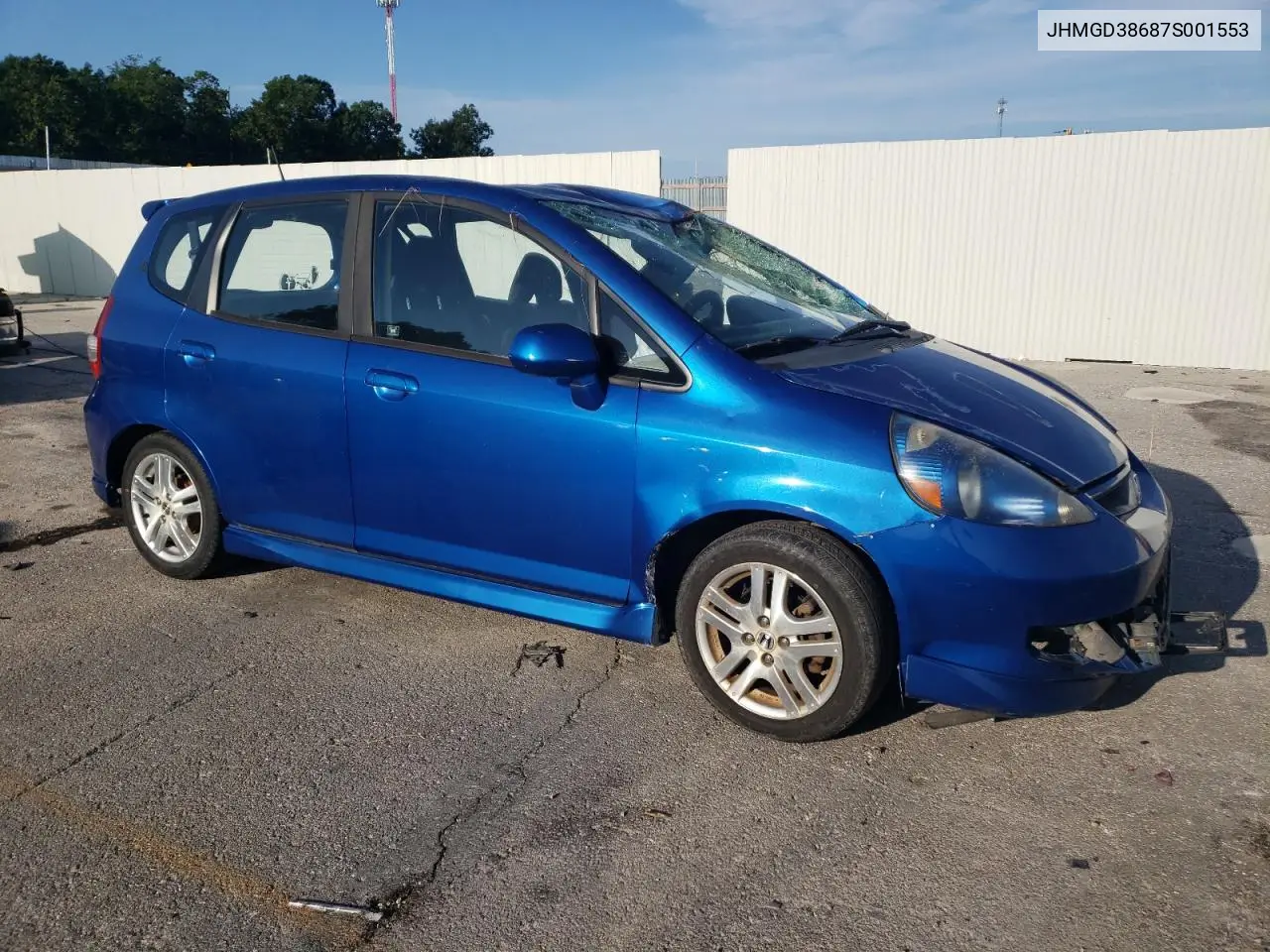 2007 Honda Fit S VIN: JHMGD38687S001553 Lot: 62716555