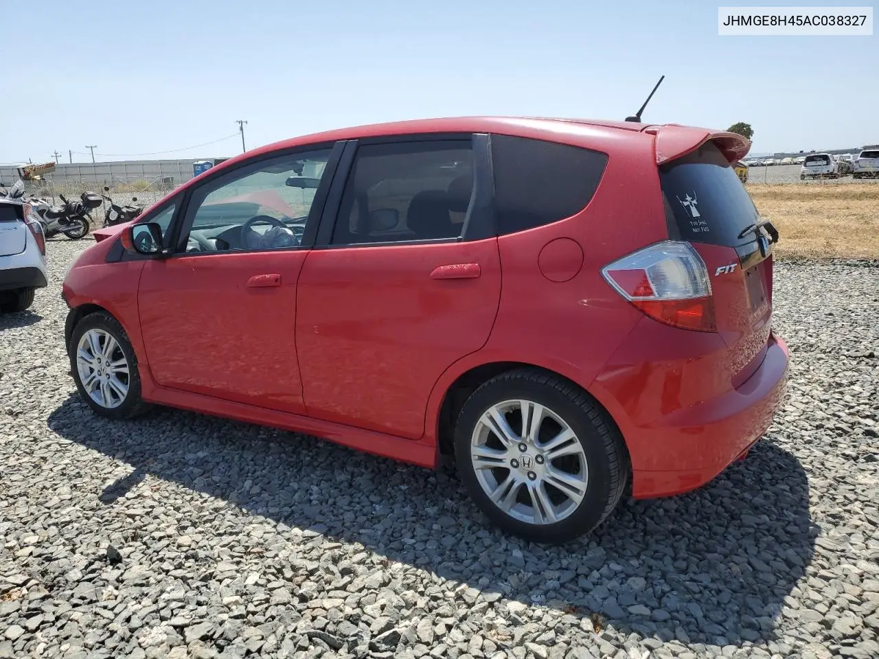 2010 Honda Fit Sport VIN: JHMGE8H45AC038327 Lot: 61272615