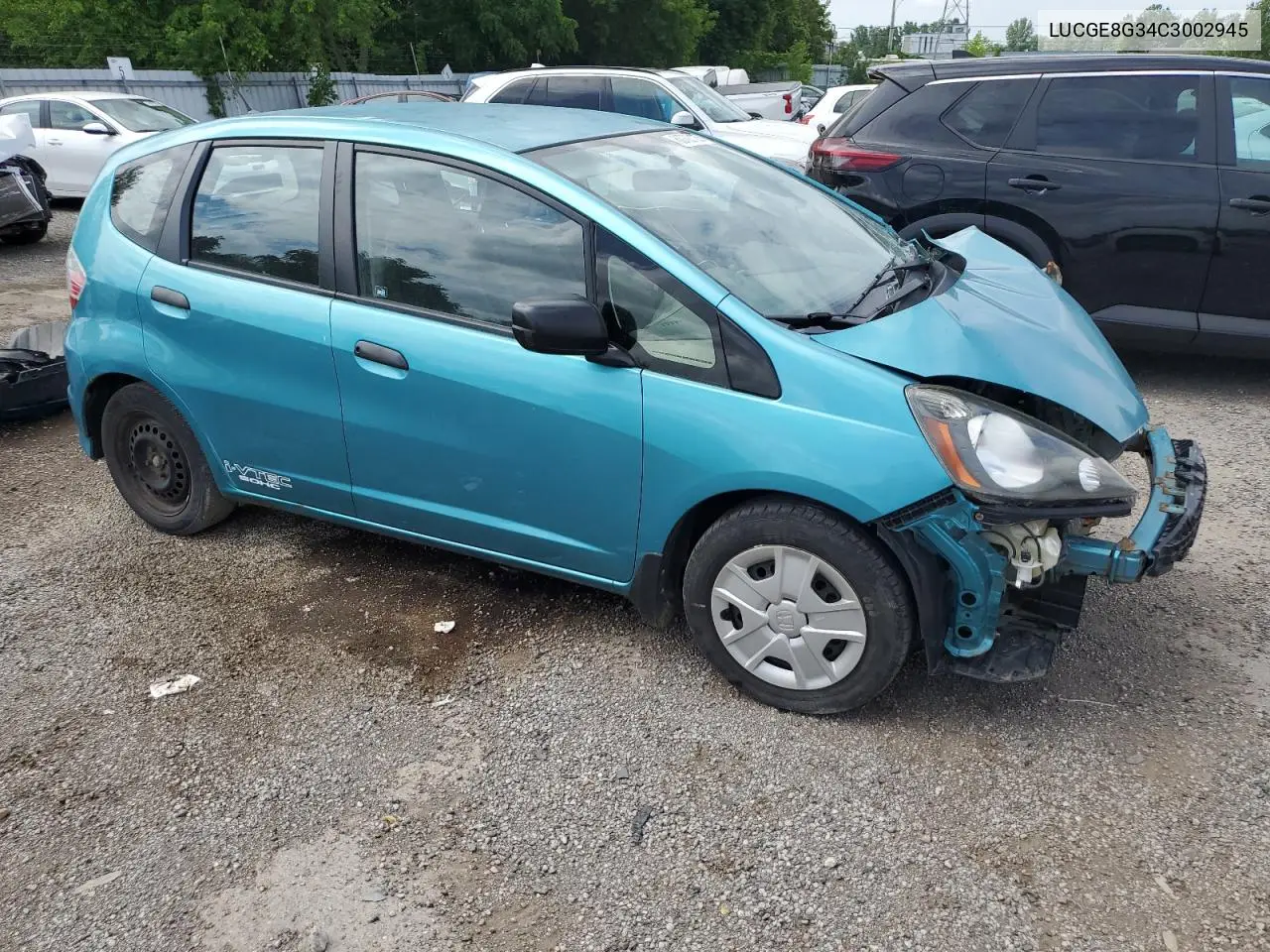 2012 Honda Fit Dx-A VIN: LUCGE8G34C3002945 Lot: 60703125