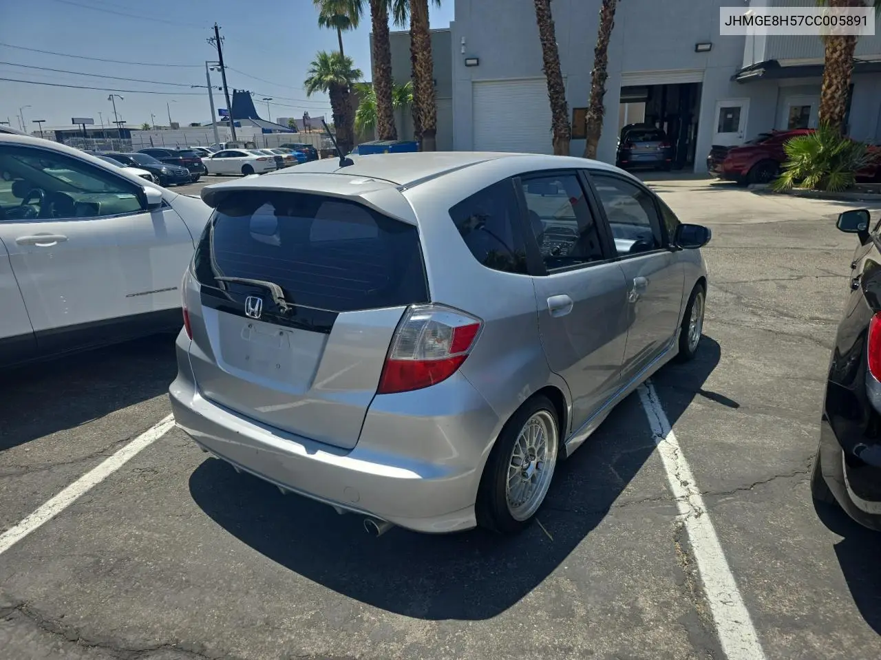 2012 Honda Fit Sport VIN: JHMGE8H57CC005891 Lot: 62764025