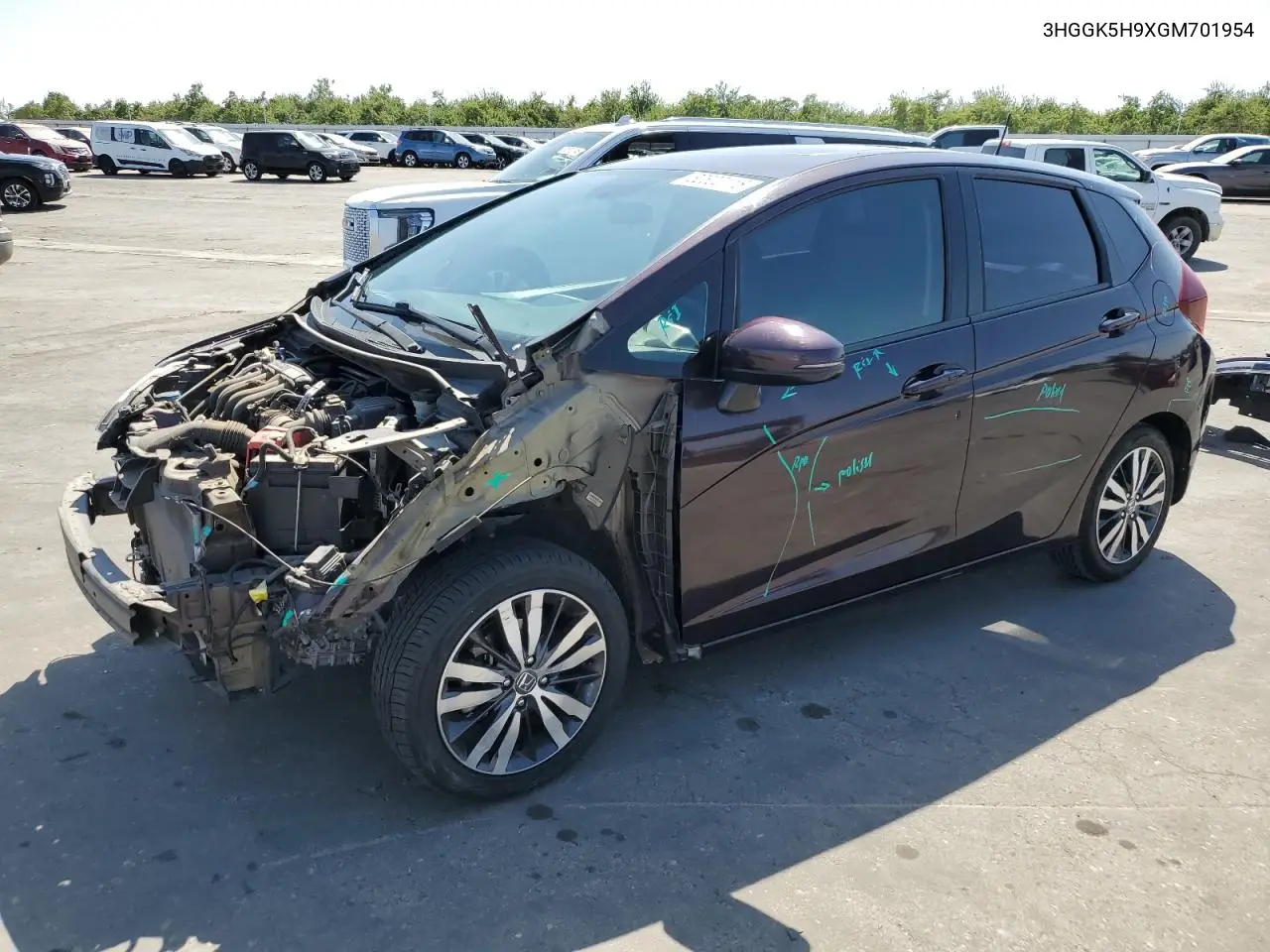 2016 Honda Fit Ex VIN: 3HGGK5H9XGM701954 Lot: 62600115