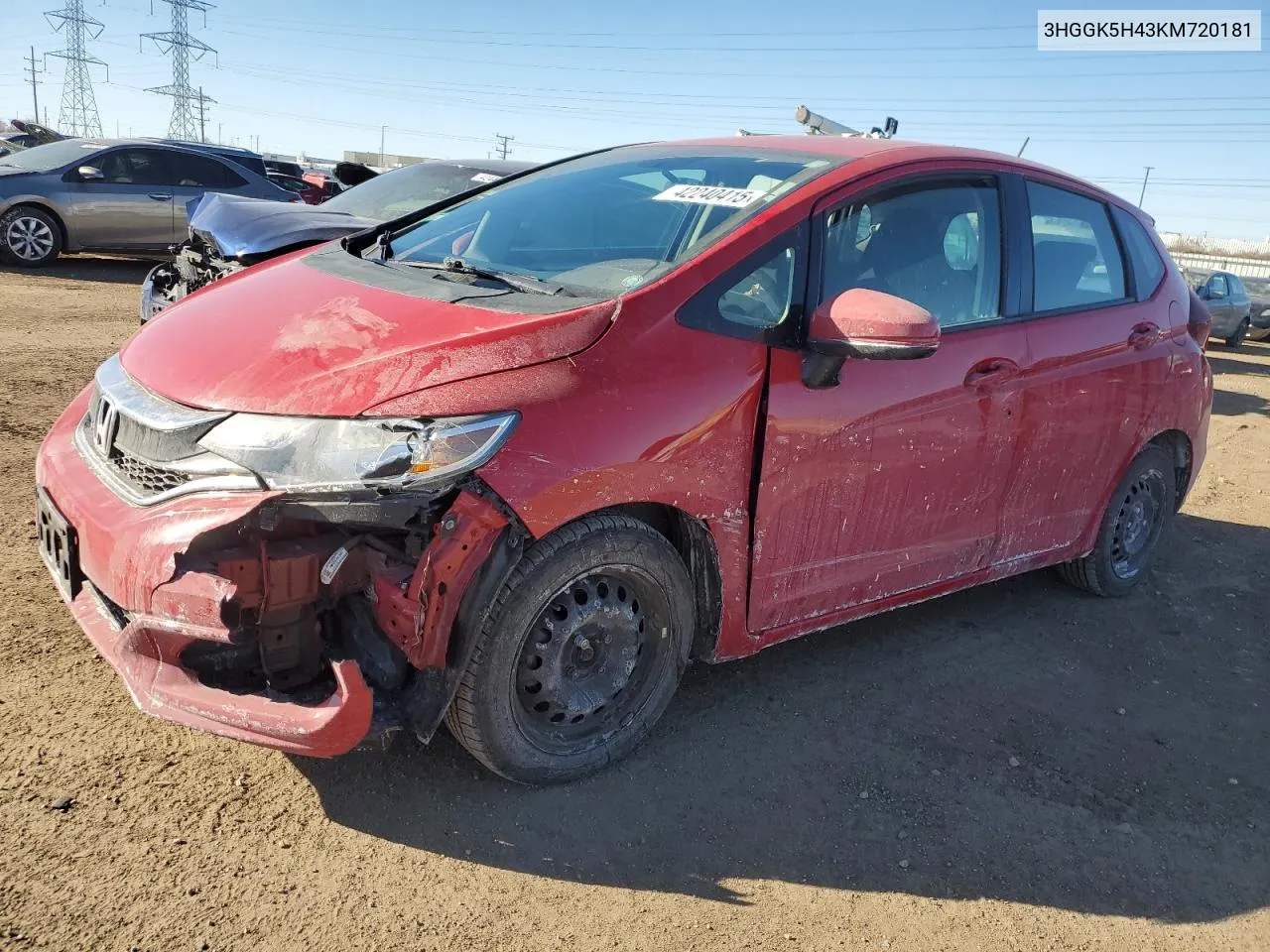 2019 Honda Fit Lx VIN: 3HGGK5H43KM720181 Lot: 42240415