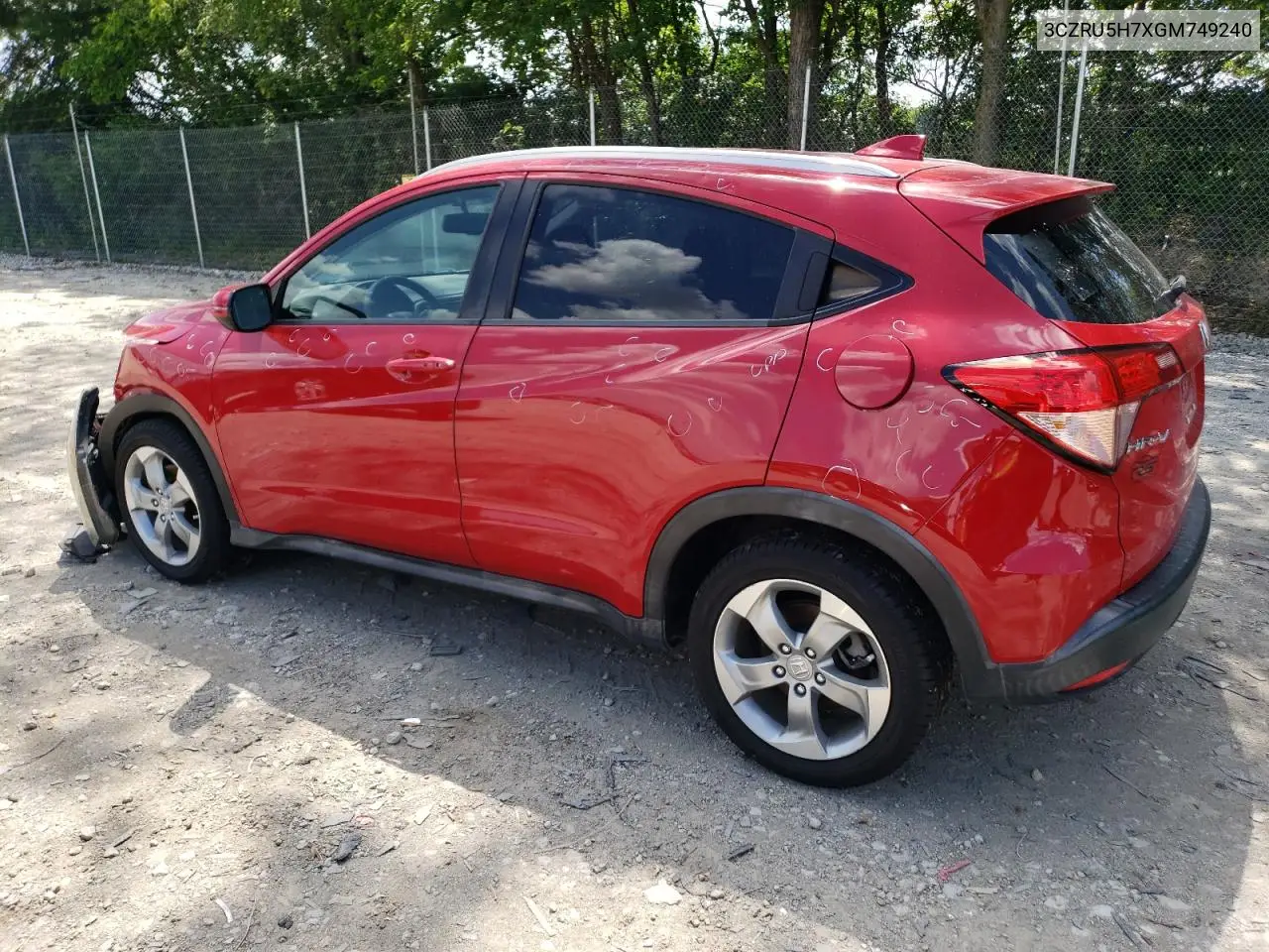 2016 Honda Hr-V Exl VIN: 3CZRU5H7XGM749240 Lot: 61651385
