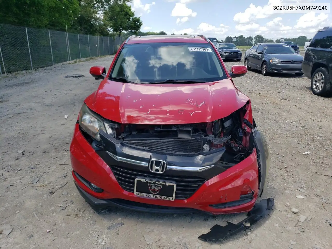 2016 Honda Hr-V Exl VIN: 3CZRU5H7XGM749240 Lot: 61651385