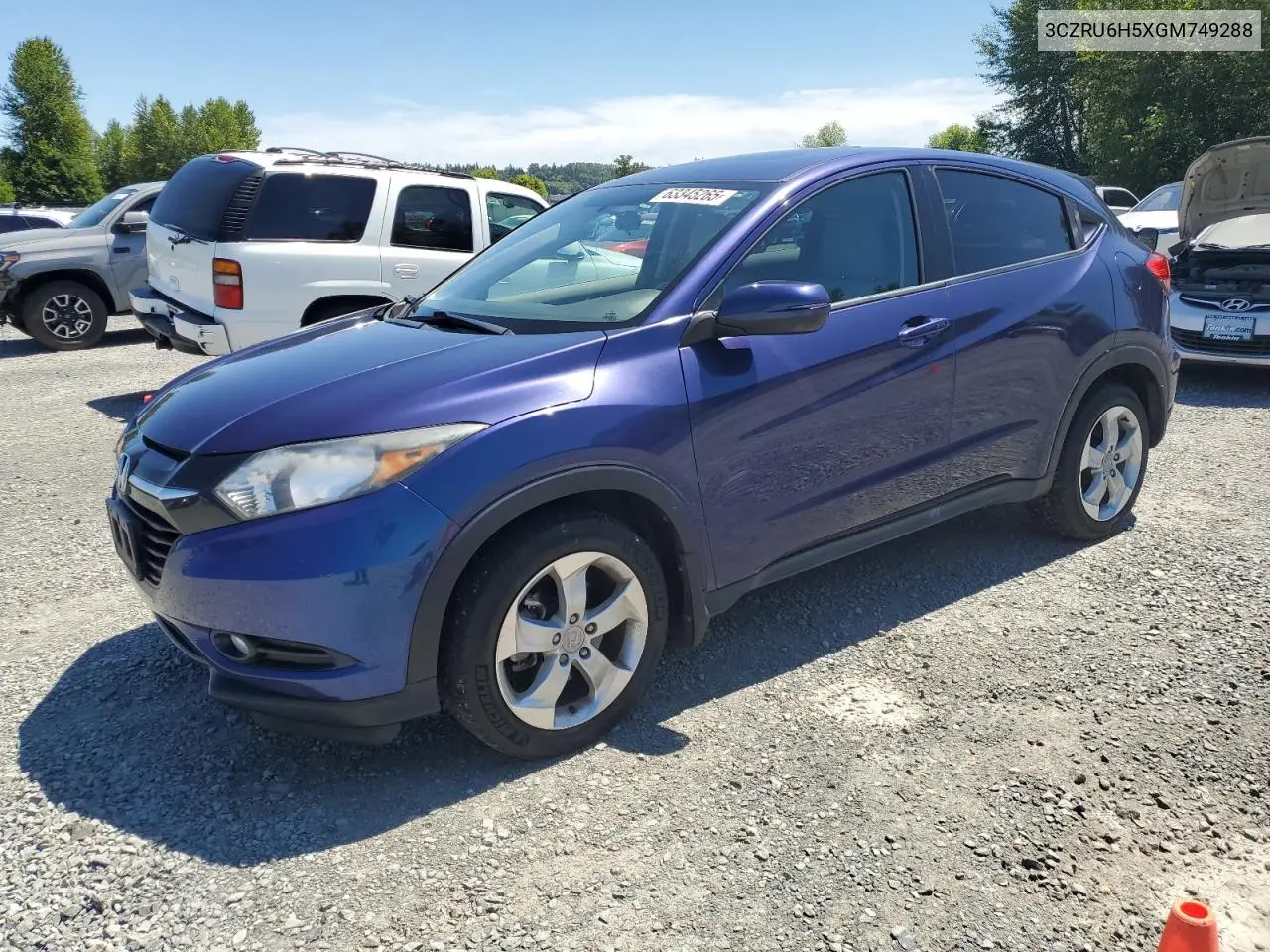 2016 Honda Hr-V Ex VIN: 3CZRU6H5XGM749288 Lot: 63345265
