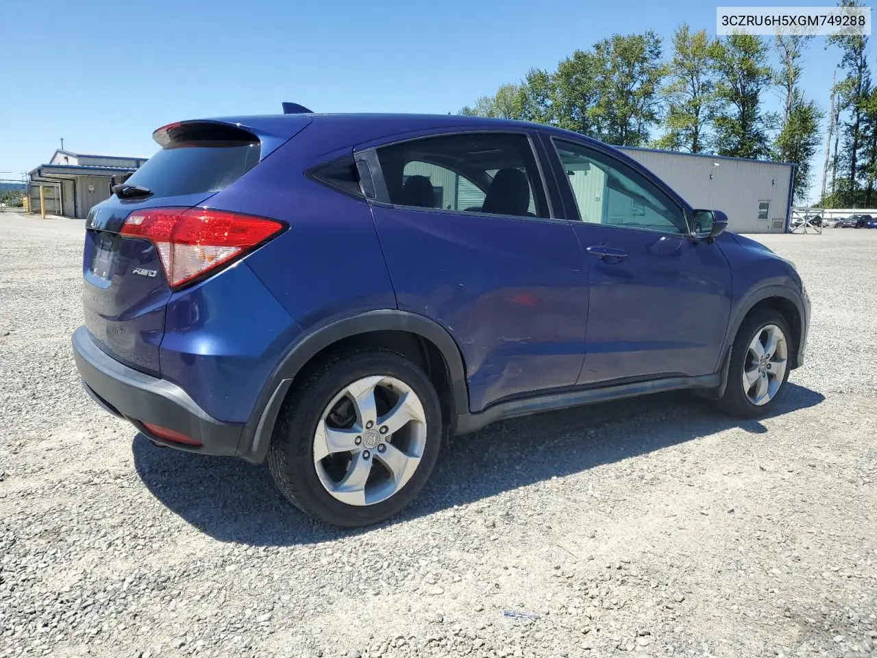 2016 Honda Hr-V Ex VIN: 3CZRU6H5XGM749288 Lot: 63345265