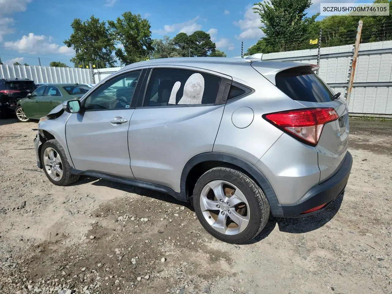 2016 Honda Hr-V Exl VIN: 3CZRU5H70GM746105 Lot: 65037765