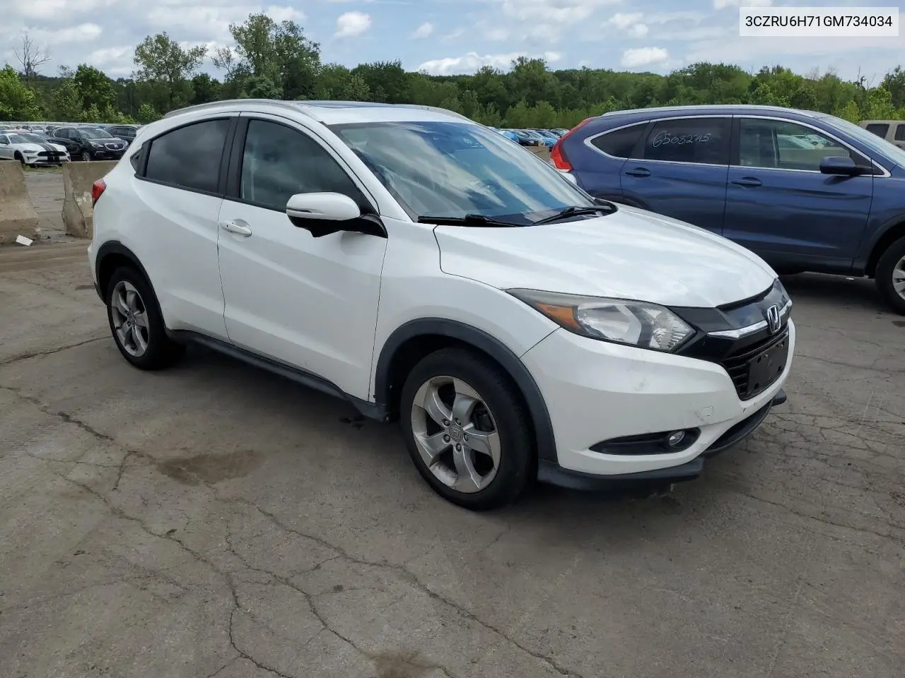 2016 Honda Hr-V Exl VIN: 3CZRU6H71GM734034 Lot: 65218025