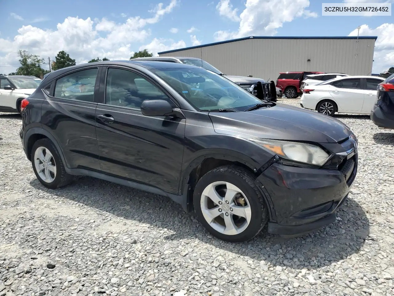 2016 Honda Hr-V Lx VIN: 3CZRU5H32GM726452 Lot: 65359065