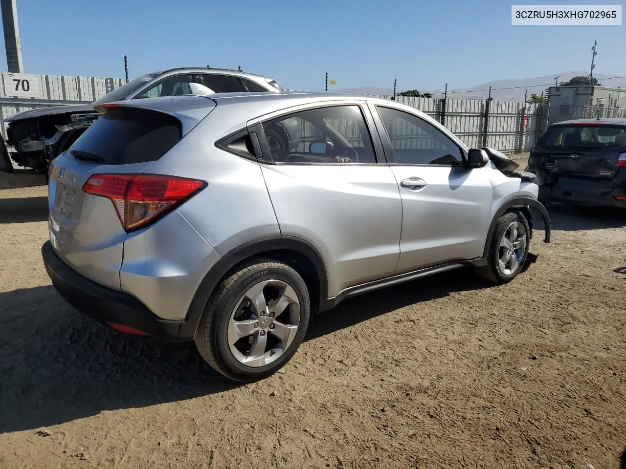 2017 Honda Hr-V Lx VIN: 3CZRU5H3XHG702965 Lot: 57352155