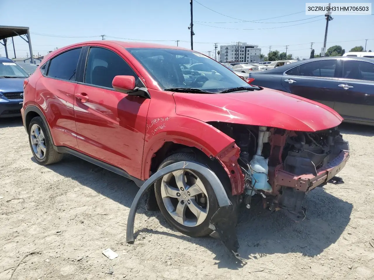 2017 Honda Hr-V Lx VIN: 3CZRU5H31HM706503 Lot: 63650175