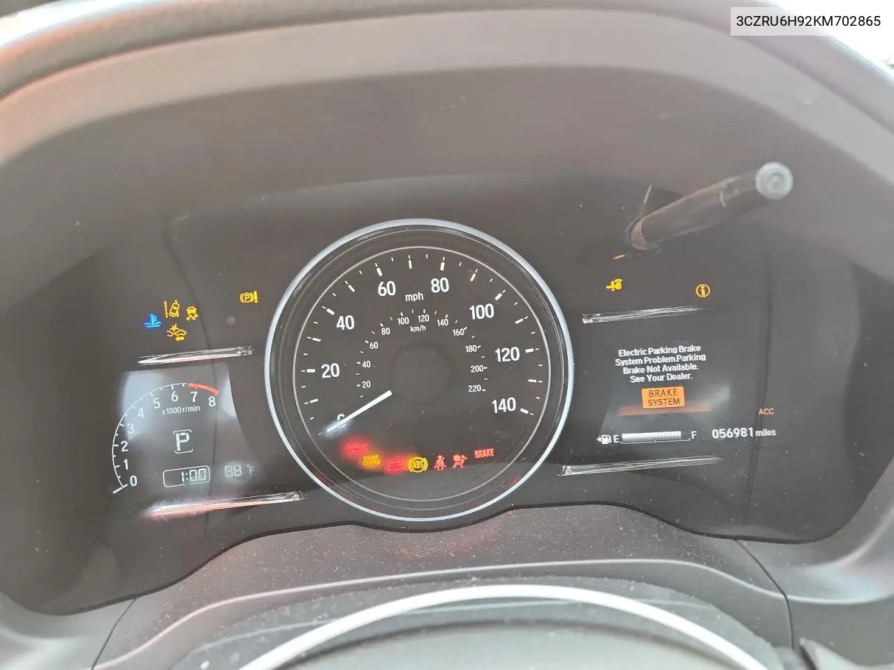 2019 Honda Hr-V Touring VIN: 3CZRU6H92KM702865 Lot: 65223215