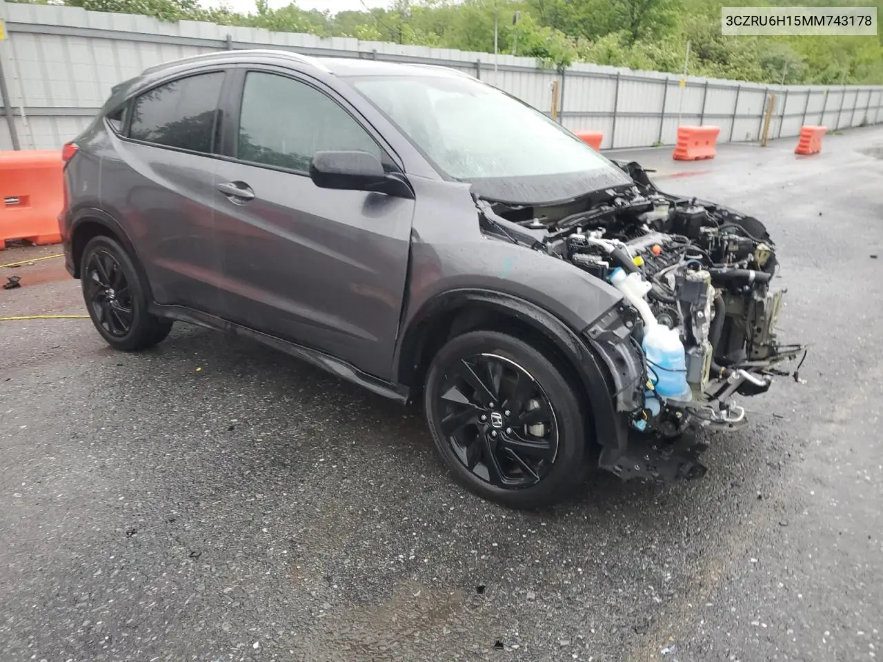 2021 Honda Hr-V Sport VIN: 3CZRU6H15MM743178 Lot: 56040385