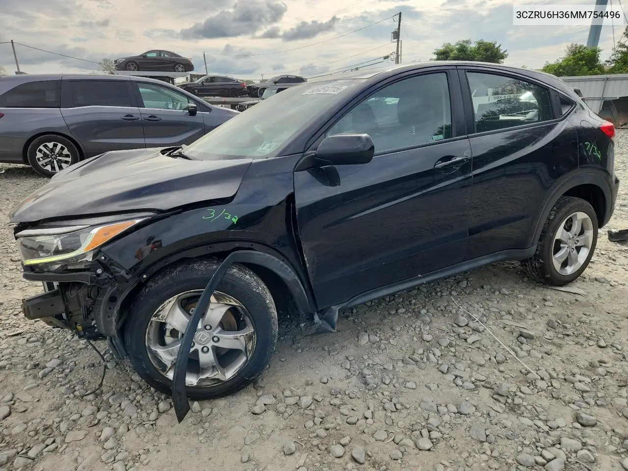 2021 Honda Hr-V Lx VIN: 3CZRU6H36MM754496 Lot: 65451215