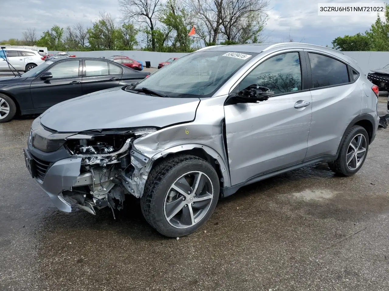 2022 Honda Hr-V Ex VIN: 3CZRU6H51NM721022 Lot: 53429415
