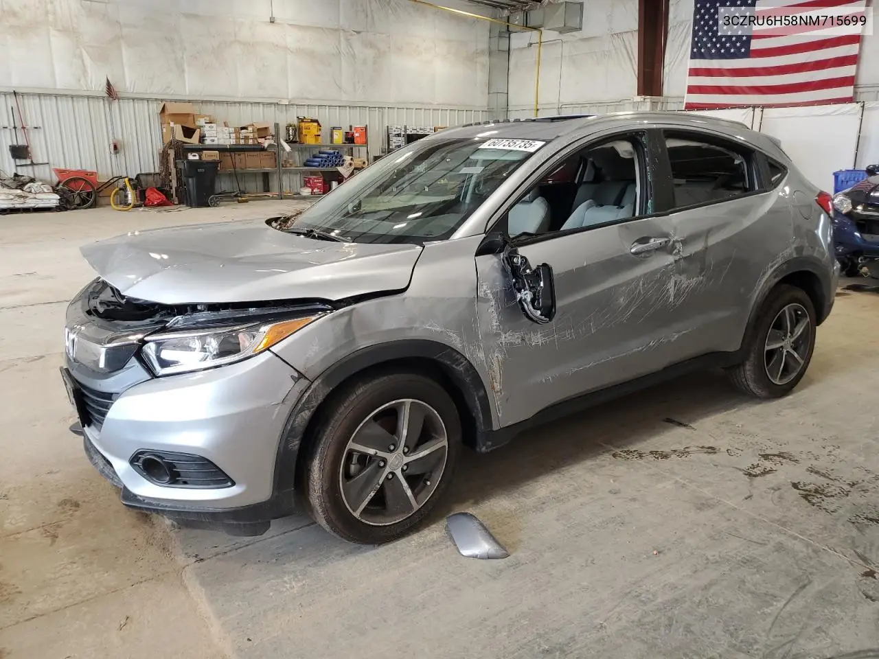 2022 Honda Hr-V Ex VIN: 3CZRU6H58NM715699 Lot: 60735735